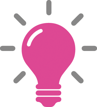 Lightbulb icon in pink and grey. Services for Education