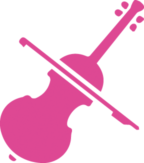 Cello icon in pink. Services For Education free instruments