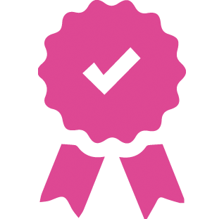 An icon of a pink rosette.